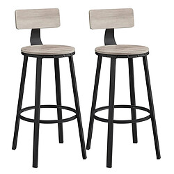 Helloshop26 Lot de 2 chaises de bar tabourets hauts avec dossier siège de cuisine cadre en acier montage facile siège de 73 cm de haut style industriel grège et noir 12_0002533 