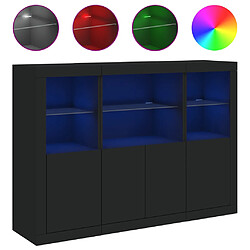 vidaXL Buffets avec lumières LED 3 pcs noir bois d'ingénierie