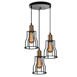 Stoex Rétro Suspension Industrielle Lustre Abat jours forme Cage Métal Style Vintage E27 pour Restaurant Chambre Salon Décoration Noir 