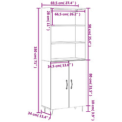 vidaXL Buffet haut Chêne sonoma 69,5x34x180 cm Bois d'ingénierie pas cher