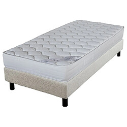 Ebac Matelas et sommier 90x190 Montana - Newkit - Soutien medium - Sommier démonté - Crème