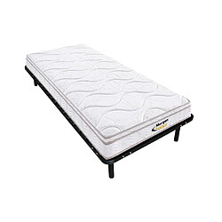 Vente-Unique Ensemble 90 x 200 cm cadre à lattes + matelas ressorts 3 zones et mémoire de forme ép.20cm - WOLKENTANZ de MORGENGOLD 