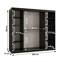 Acheter Abiks Meble Armoire Zaluzja 3 à Portes Coulissantes 200/200/62 2 Portes (noir)