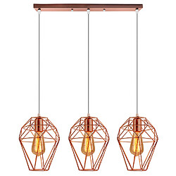 Stoex Suspension Lustre Industrielle Design Cage Diamant Luminaire Lampe plafonnier E27 Vintage en Métal Abat-jour pour Salle à manger Cuisine Salon Chambre Or rose