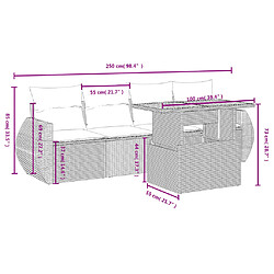 Acheter vidaXL Salon de jardin avec coussins 5 pcs beige résine tressée