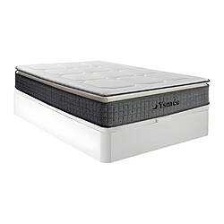 Vente-Unique Ensemble 140 x 190 cm sommier coffre blanc + matelas ressorts ensachés 7 zones et accueil latex ép.32cm - SEREM de YSMÉE