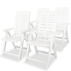 vidaXL Chaises inclinables de jardin lot de 4 Plastique Blanc 