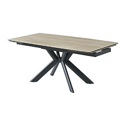 Vente-Unique Table à manger extensible 6 à 10 personnes en céramique, verre trempé et métal - Naturel clair et Noir - LIOMINA de Maison Céphy pas cher