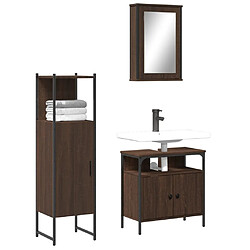 ComfortXL Ensemble De Meubles De Salle De Bain 3 Pièces Chêne Marron