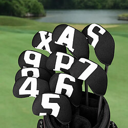 10Pcs Golf Iron Headcover Couvre-tête étanche Golfeur Protection 4-9, A ~ X Noir pas cher