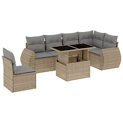 vidaXL Salon de jardin avec coussins 7 pcs beige résine tressée