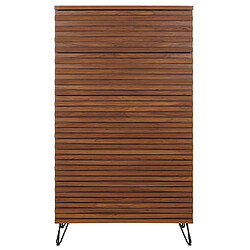 Avis Mendler Commode HWC-M49, Armoire Highboard, design 3D 5 tiroirs bois massif mangue métal 145x80x44cm ~ aspect noyer