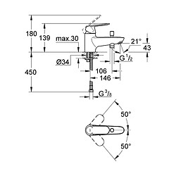 Mitigeur baindouche monotrou Grohe Eurosmart Cosmopolitan