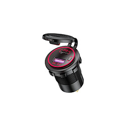 Chrono Chargeur Voiture Accessoire Voiture prise type C USB prise de chargeur de voiture rapide étanche avec interrupteur pour voiture (Rouge)