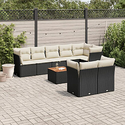 Maison Chic Ensemble Tables et chaises d'extérieur 9 pcs avec coussins,Salon de jardin noir résine tressée -GKD883555