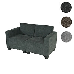 Mendler Canapé modulaire 2 places Couch Lyon, tissu/textile ~ gris anthracite