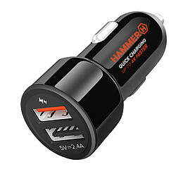 Chargeur Voiture HAMMER 30W 2x USB Charge Pump Express Mediatek Noir