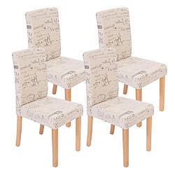 Decoshop26 Lot de 4 chaises de salle à manger en tissu crème imprimé pieds clairs CDS04129