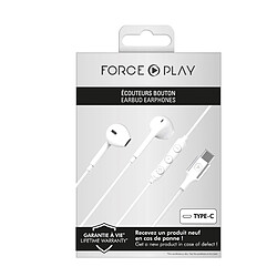 Écouteurs Filaires USB-C Nylon Tressé Garantie à Vie Écologique Force Play Blanc