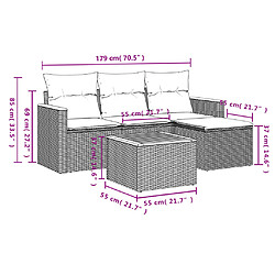 Avis vidaXL Salon de jardin avec coussins 5 pcs beige résine tressée