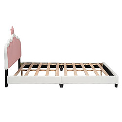 Sweiko Lit enfant Lit 140 x 200 cm avec sommier à lattes et dossier lit fille avec forme de couronne blanc pas cher