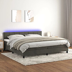 Sommier à lattes LED,Cadre à lattes de lit avec matelas pour Adulte Gris foncé 200x200 cm -MN74325