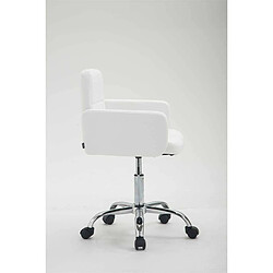 Decoshop26 Chaise de bureau à roulettes avec dossier et accoudoirs en synthétique blanc FAL10150