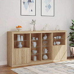 Acheter Maison Chic Commode Buffet - Meuble de rangement avec lumières LED chêne sonoma 202x37x100 cm -GKD77263