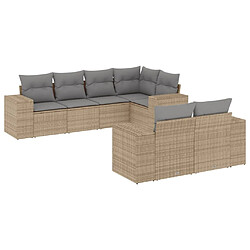 vidaXL Salon de jardin avec coussins 7 pcs beige résine tressée