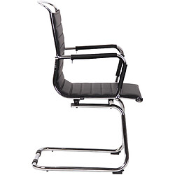 Avis Decoshop26 Chaise de bureau fauteuil sans roulettes piétement luge en métal chromé assise en PVC noir 10_0003258