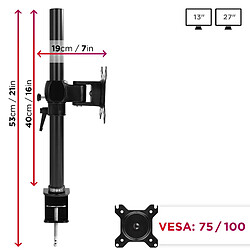 Avis Duronic DM351X1 Support écran PC pour bureau à pince - Potence et bras en aluminium - Hauteur ajustable - Compatibilité universelle avec moniteur d'ordinateur LCD / LED VESA 75 / 100