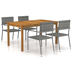 Salle à manger de jardin 5 pcs,Table et chaise à dîner Gris -MN30337