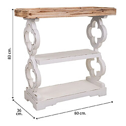 Pegane Meuble console, table console en bois sculpté coloris naturel, blanc - Longueur 80 x Profondeur 36 x Hauteur 83 cm