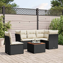 vidaXL Salon de jardin 6 pcs avec coussins noir résine tressée 