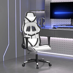 Maison Chic Chaise de jeu, Chaise gaming de massage, Fauteuil gamer d'ordinateur,Chaise de Bureau Blanc et noir Similicuir -GKD13766