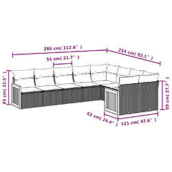 Avis vidaXL Salon de jardin avec coussins 9 pcs beige résine tressée