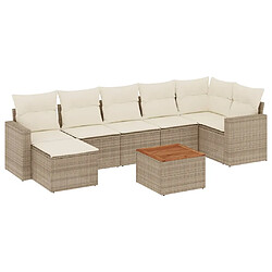 vidaXL Salon de jardin avec coussins 8 pcs beige résine tressée