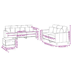 vidaXL Ensemble de canapés 3 pcs avec coussins Jaune Velours pas cher