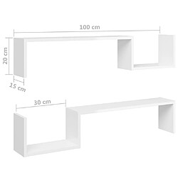 vidaXL Étagères murales 2 pcs blanc brillant bois d'ingénierie pas cher