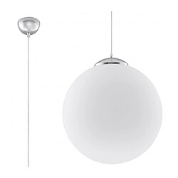 Luminaire Center Suspension UGO verre/acier blanc/chrome Largeur 30 Cm