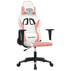 Maison Chic Chaise de jeu, Chaise gaming de massage, Fauteuil gamer d'ordinateur,Chaise de Bureau Blanc et rose Similicuir -GKD99847