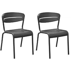 OCEO BY PROLOISIRS Chaises terrasse en aluminium Haora (Lot de 2) graphite.