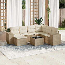 Maison Chic Salon de jardin avec coussins 8 pcs | Ensemble de Table et chaises | Mobilier d'Extérieur beige résine tressée -GKD58462