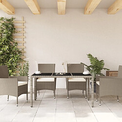 Avis Maison Chic Table de jardin | Table d'extérieur dessus en verre gris clair résine tressée -GKD73448