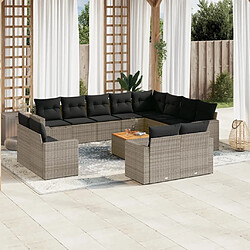 Maison Chic Salon de jardin avec coussins 13 pcs, Ensemble Tables et chaises de jardin, gris résine tressée -GKD334855