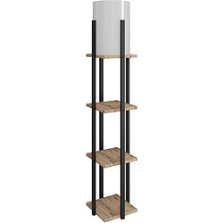 Hanah Home Etagère avec lampe intégrée Nora naturel et noir. Etagère avec lampe intégrée Nora naturel et noir