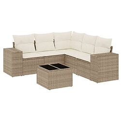 vidaXL Salon de jardin avec coussins 6 pcs beige résine tressée