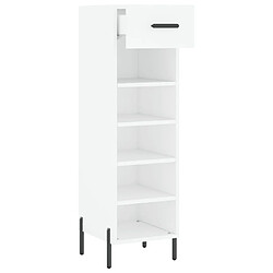 Maison Chic Armoire à Chaussures,Meuble de Rangement à Chaussures blanc 30x35x105 cm bois d'ingénierie -MN46242 pas cher