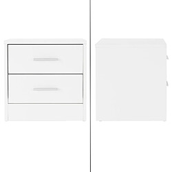 ML-Design Table de chevet 2 tiroirs armoire de nuit chambre à coucher blanc 38x37x34 cm