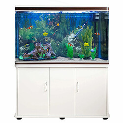 Monstershop Aquarium Blanc avec Meuble de support Blanc assorti et Gravier Blanc